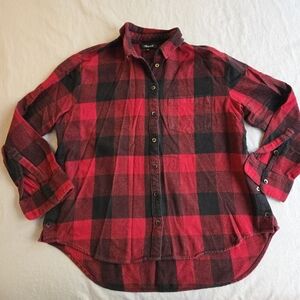 Madewell Flannel Buffalo Check Plaid Red Black Fall Cozy Oversized